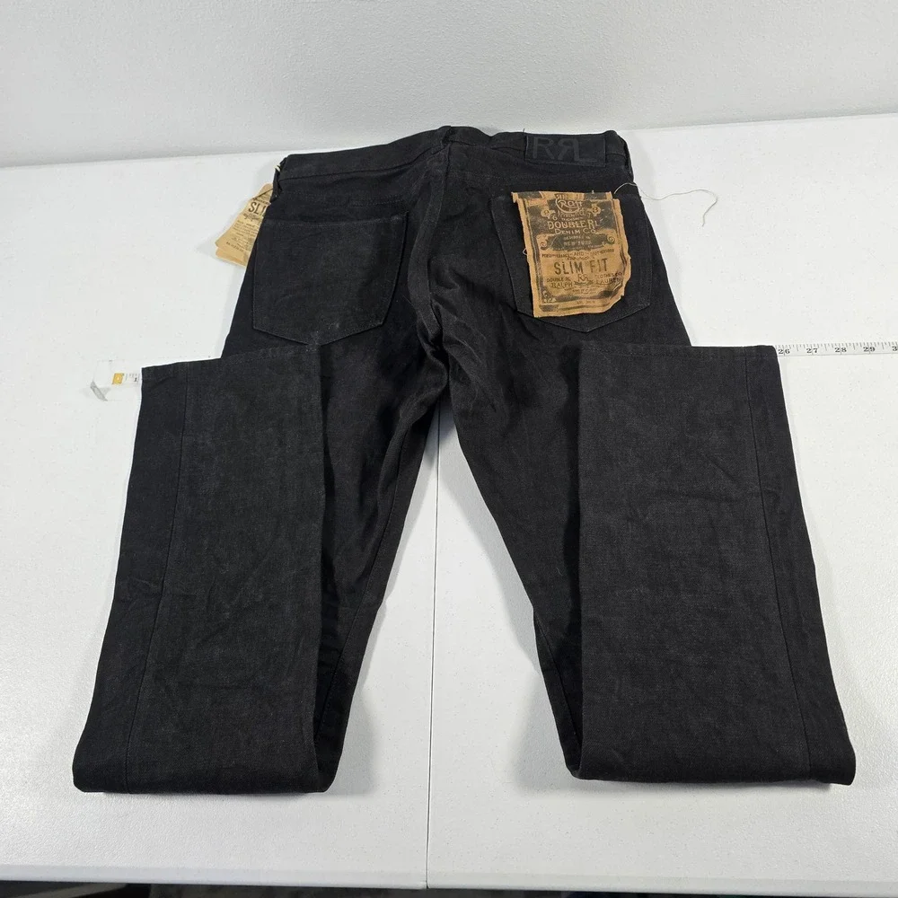 RRL Double RL Mens Slim Fit‎ Black Japan Woven Selvedge Denim Jeans 29x32 USA